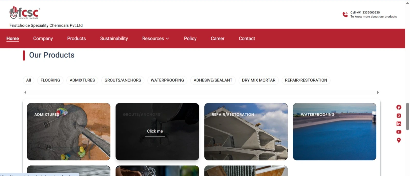 FCSC Speciality Chemicals homepage — B2B website design Kolkata