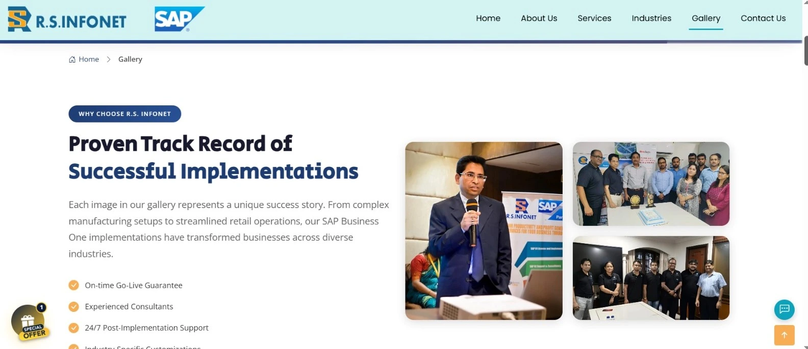 RS Infonet gallery page — web development project Kolkata